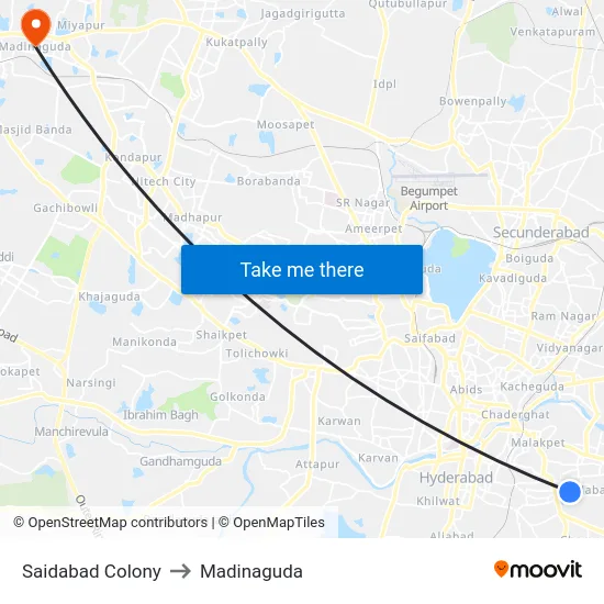 Saidabad Colony to Madinaguda map