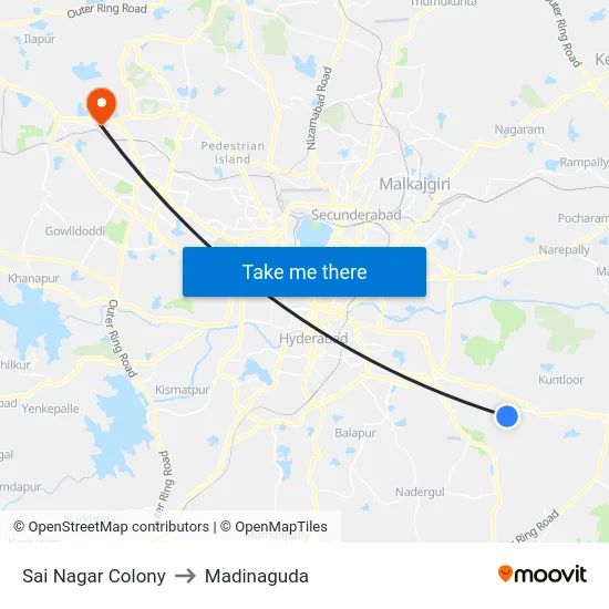 Sai Nagar Colony to Madinaguda map