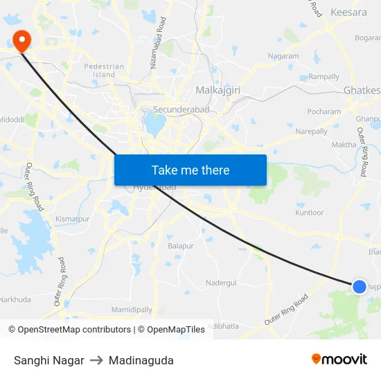 Sanghi Nagar to Madinaguda map