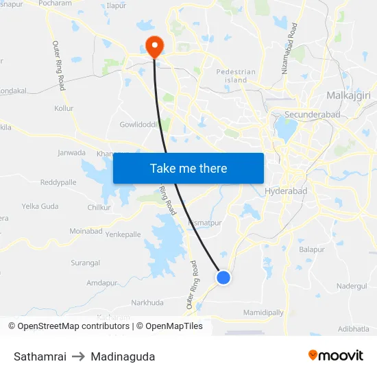 Sathamrai to Madinaguda map