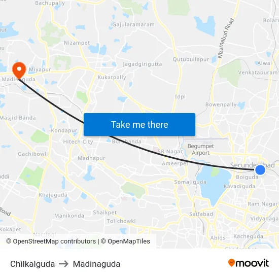 Chilkalguda to Madinaguda map