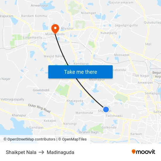 Shaikpet Nala to Madinaguda map