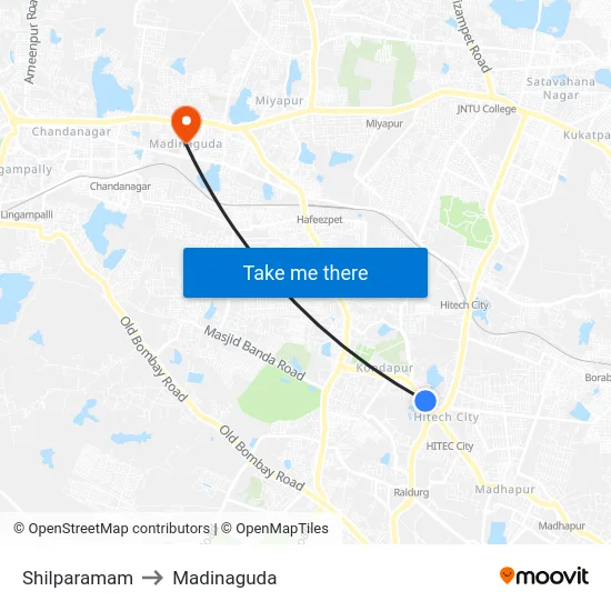 Shilparamam to Madinaguda map