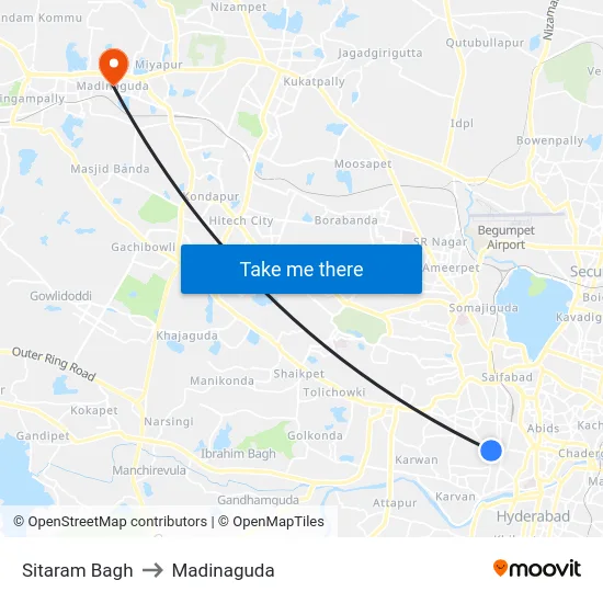 Sitaram Bagh to Madinaguda map