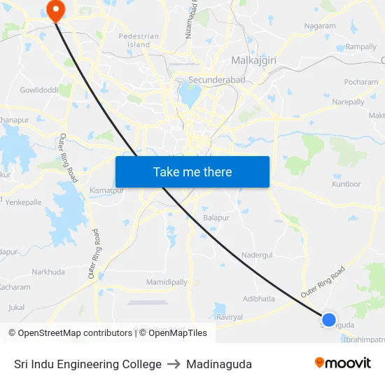 Sri Indu Engineering College to Madinaguda map