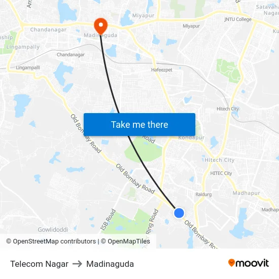 Telecom Nagar to Madinaguda map