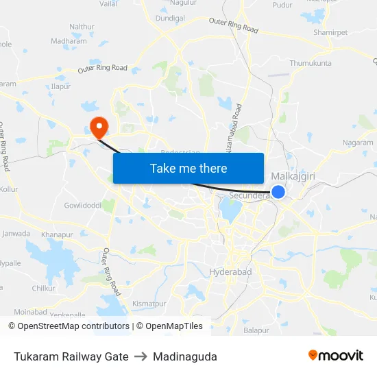 Tukaram Railway Gate to Madinaguda map