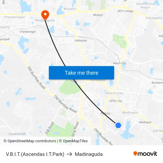 V.B.I.T.(Ascendas I.T.Park) to Madinaguda map