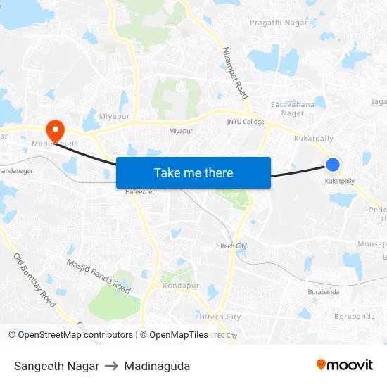 Sangeeth Nagar to Madinaguda map