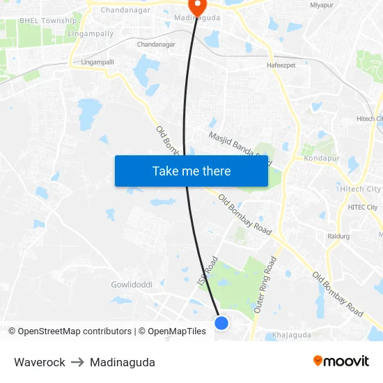 Waverock to Madinaguda map