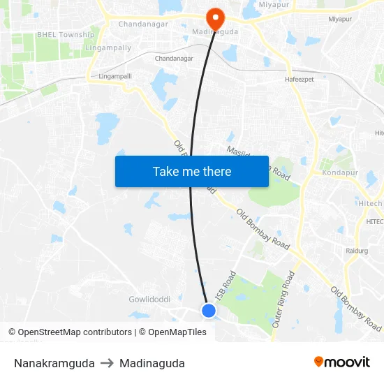 Nanakramguda to Madinaguda map