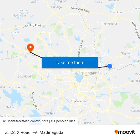Z.T.S. X Road to Madinaguda map