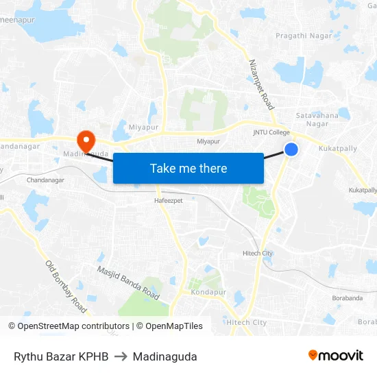 Rythu Bazar KPHB to Madinaguda map