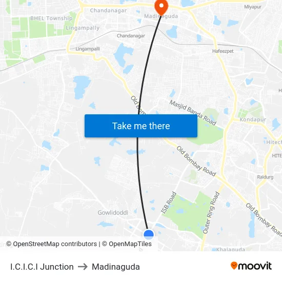 I.C.I.C.I Junction to Madinaguda map