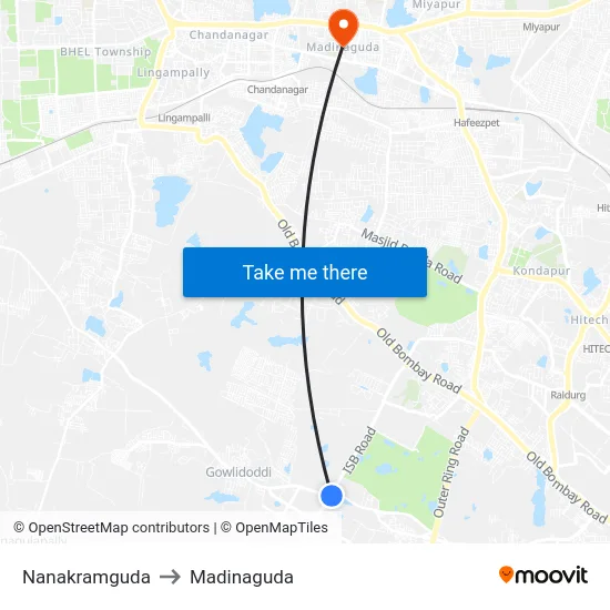 Nanakramguda to Madinaguda map