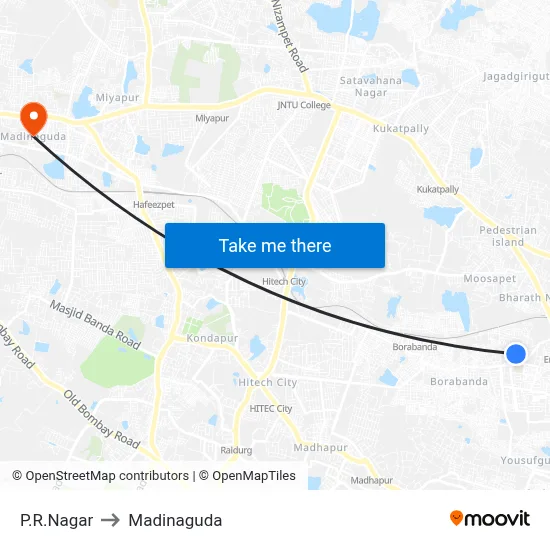 P.R.Nagar to Madinaguda map