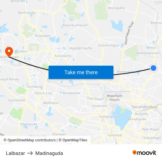 Lalbazar to Madinaguda map
