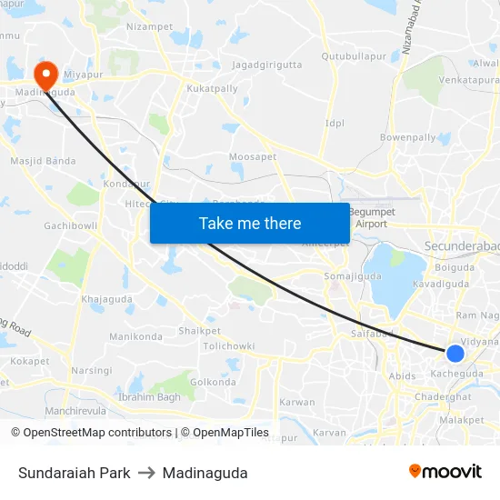 Sundaraiah Park to Madinaguda map