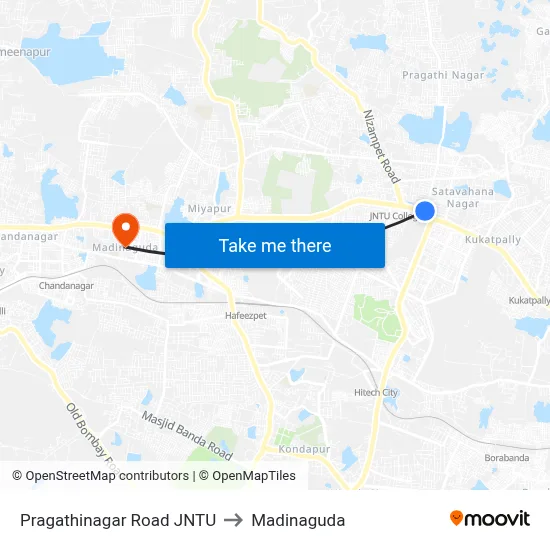 Pragathinagar Road JNTU to Madinaguda map