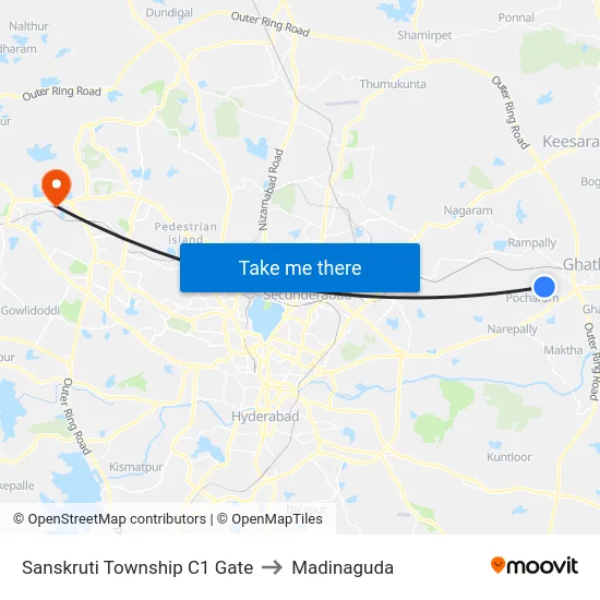 Sanskruti Township C1 Gate to Madinaguda map
