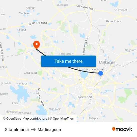 Sitafalmandi to Madinaguda map
