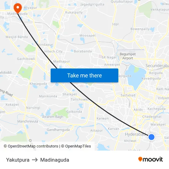 Yakutpura to Madinaguda map