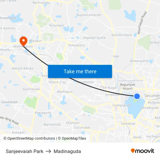 Sanjeevaiah Park to Madinaguda map