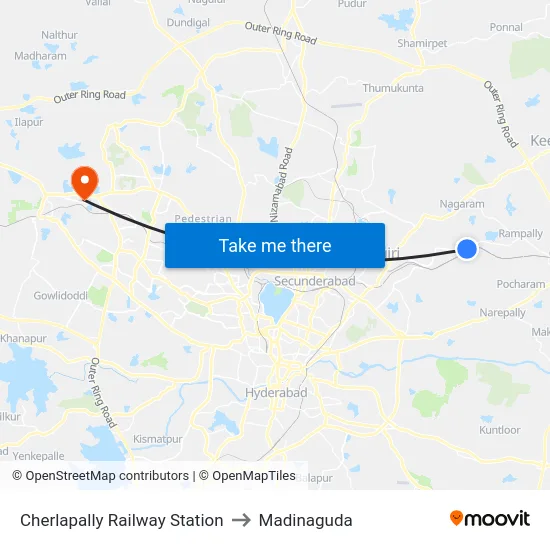 Cherlapally Railway Station to Madinaguda map