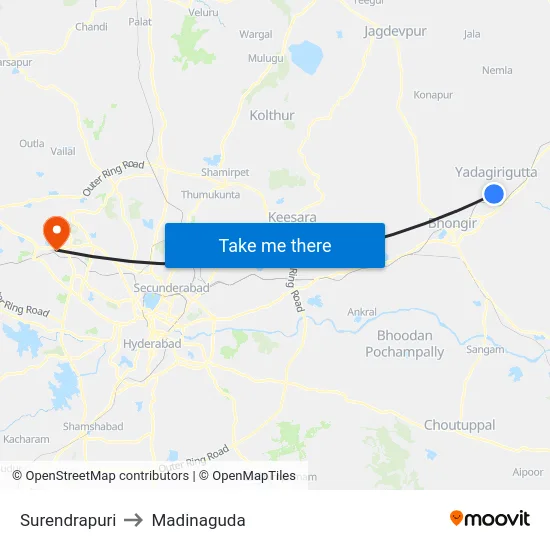 Surendrapuri to Madinaguda map