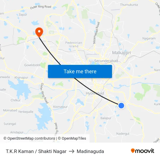 T.K.R Kaman / Shakti Nagar to Madinaguda map