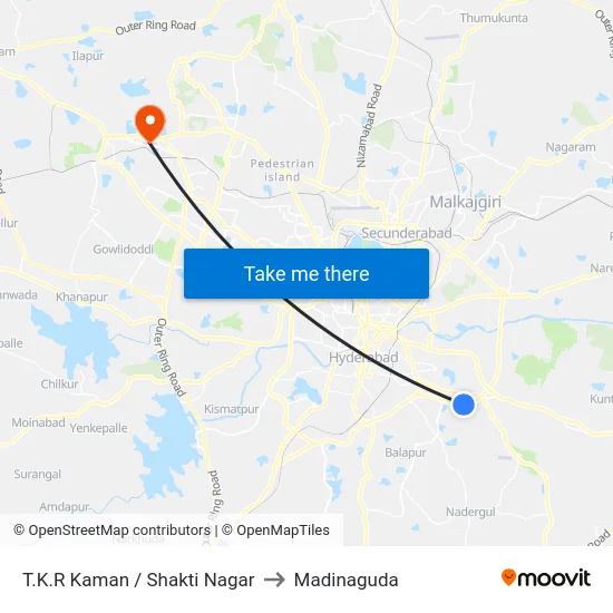 T.K.R Kaman / Shakti Nagar to Madinaguda map
