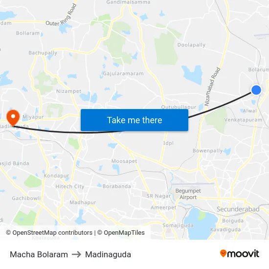 Macha Bolaram to Madinaguda map