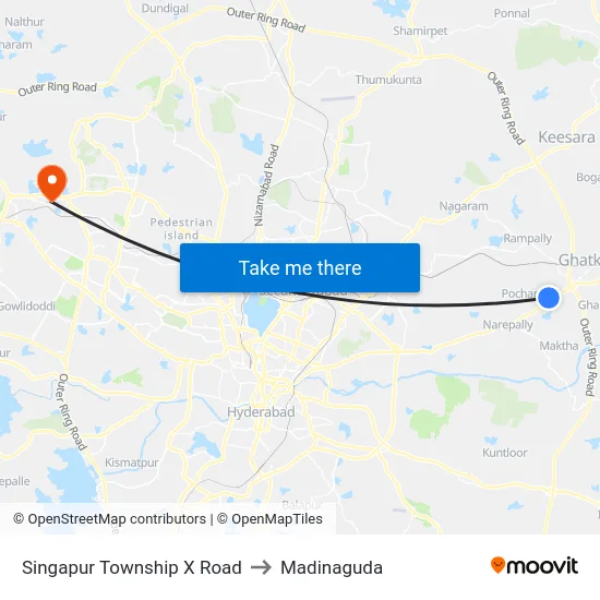 Singapur Township X Road to Madinaguda map