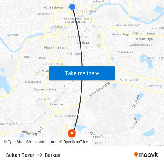 Sultan Bazar to Barkas map
