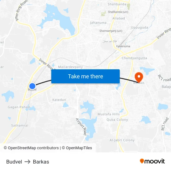 Budvel to Barkas map