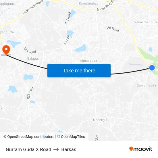 Gurram Guda X Road to Barkas map
