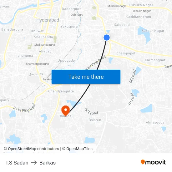 I.S Sadan to Barkas map