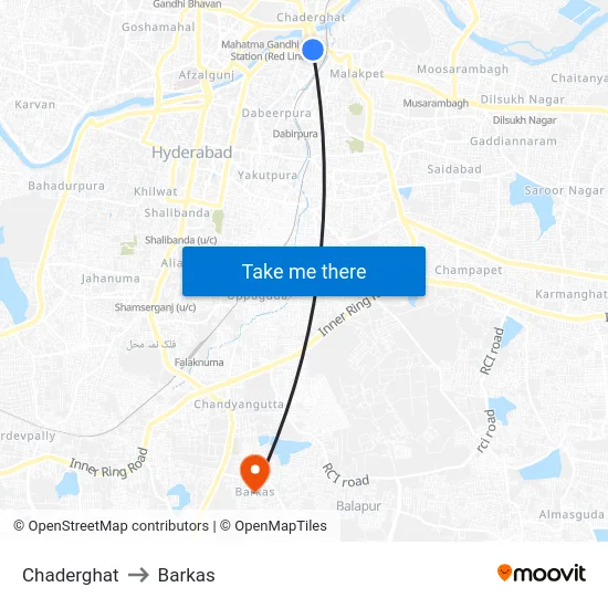 Chaderghat to Barkas map