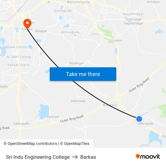 Sri Indu Engineering College to Barkas map