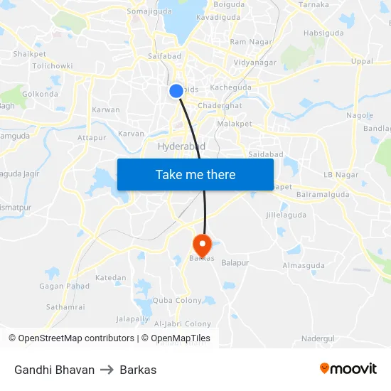 Gandhi Bhavan to Barkas map