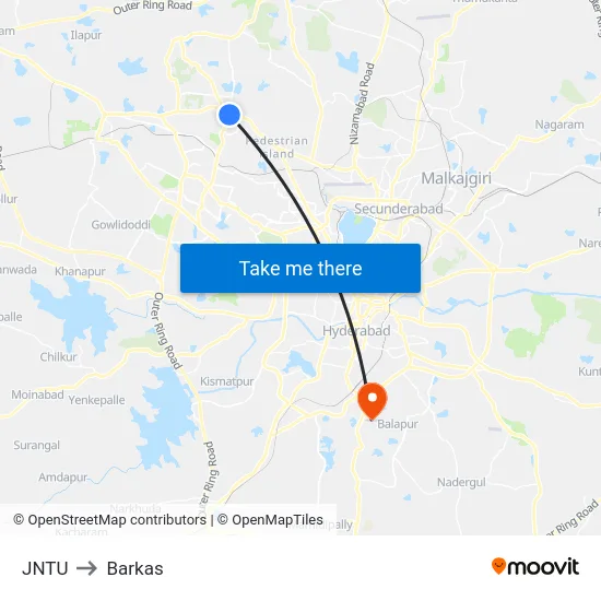 JNTU to Barkas map