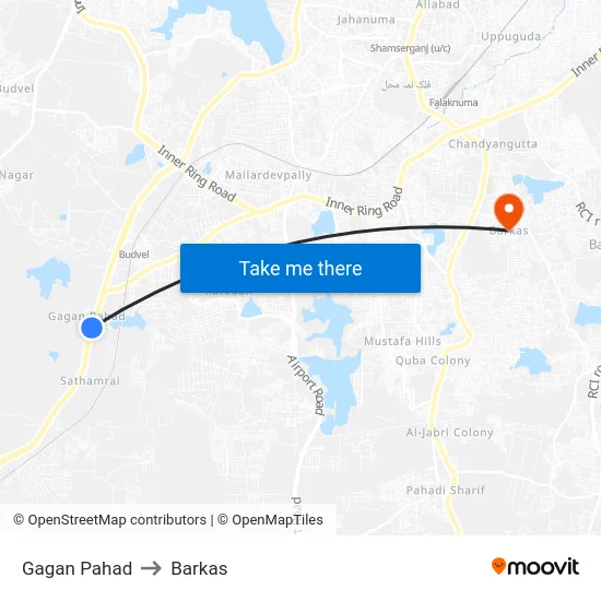 Gagan Pahad to Barkas map