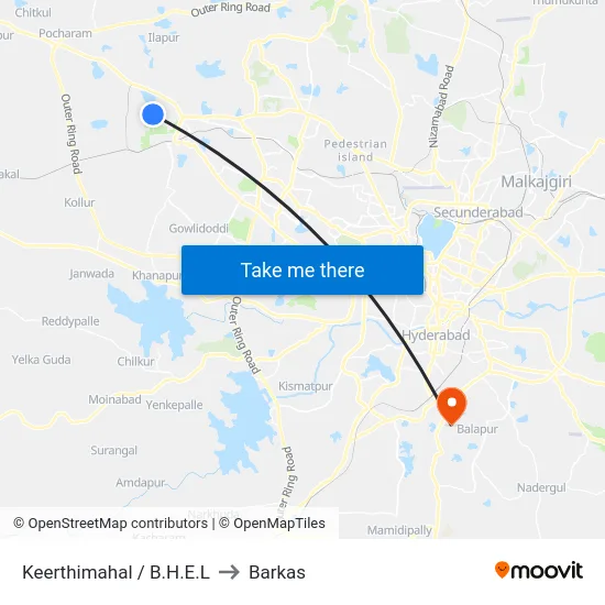 Keerthimahal / B.H.E.L to Barkas map