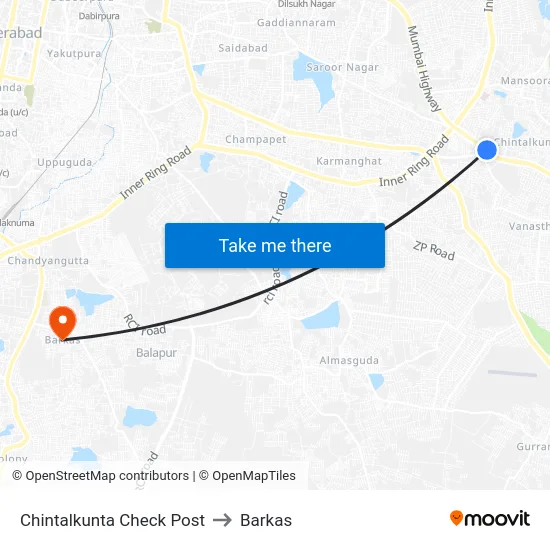 Chintalkunta Check Post to Barkas map