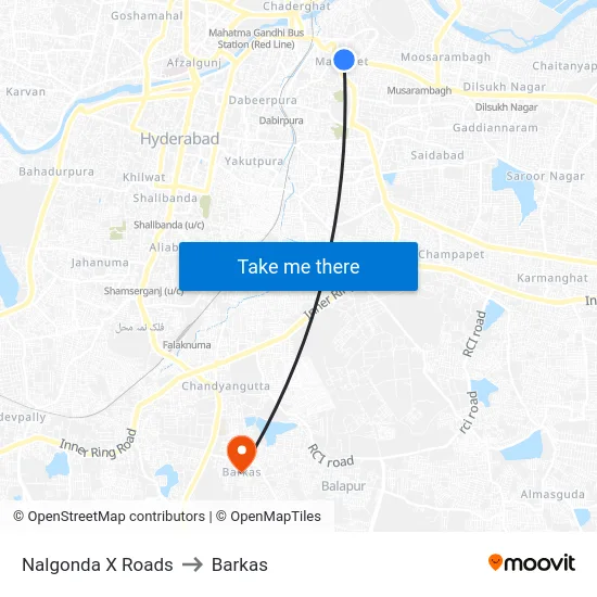 Nalgonda X Roads to Barkas map