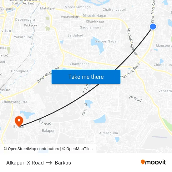 Alkapuri X Road to Barkas map