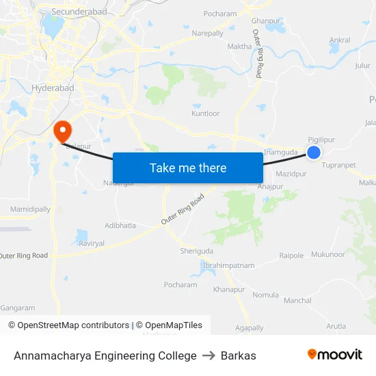 Annamacharya Engineering College to Barkas map