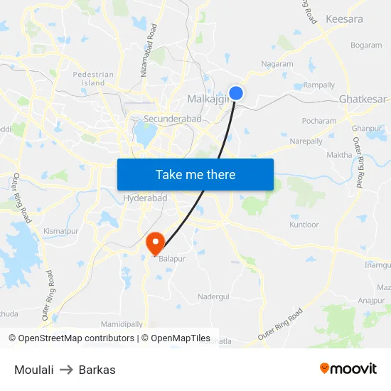 Moulali to Barkas map
