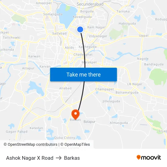 Ashok Nagar X Road to Barkas map