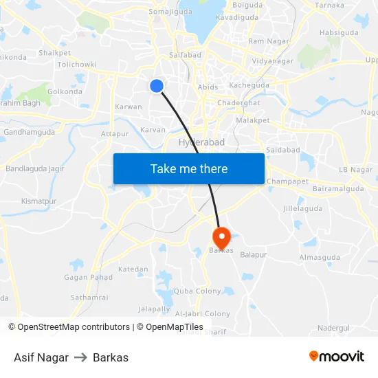 Asif Nagar to Barkas map